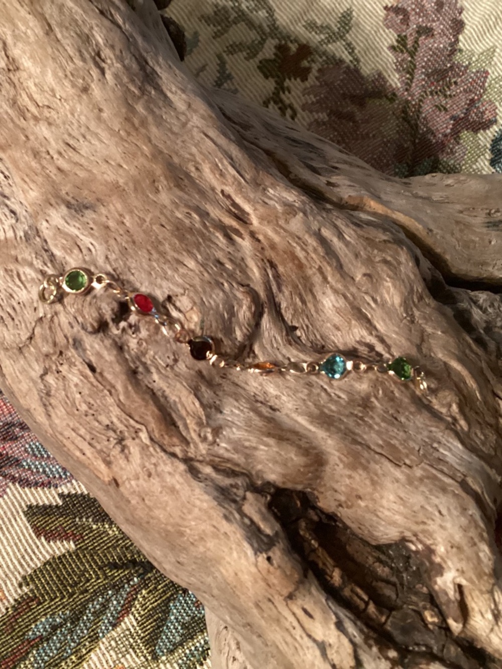 Gold Rainbow Crystal Nose Stud Bridge Chain
